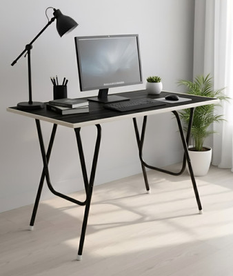 EuroQon Easy Fold Space Saver Foldable Engineered Wood Study Table(Free Standing, Finish Color - Black, Pre-assembled)