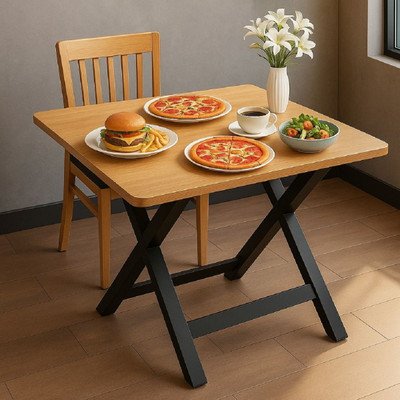 House Of Akasha MultiPurpose Portable Foldable Wooden Table Desk Made with top and Powder Coated Engineered Wood Multipurpose Table(Free Standing, Finish Color - Yellow, DIY(Do-It-Yourself))