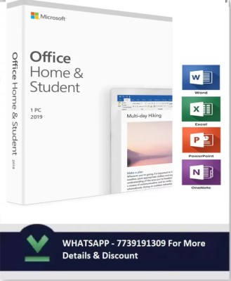MICROSOFT Office Home and Student 2019, One-Time Purchase - Lifetime Validity, 1 Person, 1 PC or Mac (Activation Key Card)(Lifetime Year)