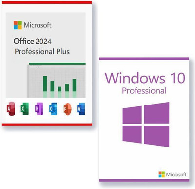 MICROSOFT Windows 10 Pro & Office Professional Plus 2024 (1 User/PC, Lifetime) Key Card