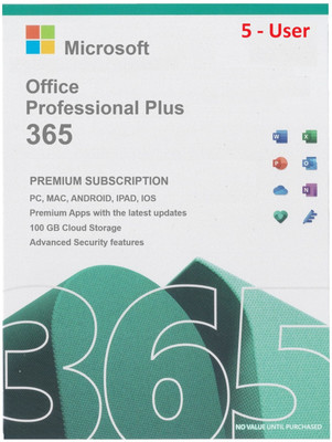 MICROSOFT Office 365 Professional Plus 5 User & 100 GB Storage ( PC-MAC-ANDROID-IOS-IPAD )