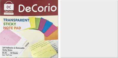 DC DECORIO 50 Transparent Sticky Notes Self-Adhesive Memo Sheets 2 set 76mm x 76mm Ohp Sheets(Pack of 2)