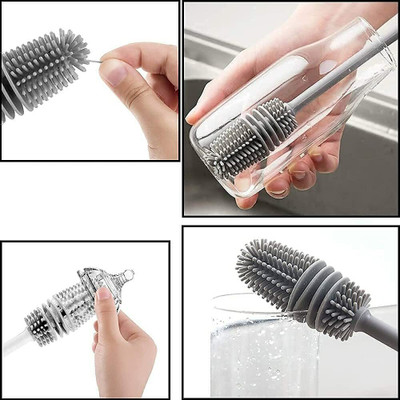 Shreejee Silicone Bottle Cleaning Brush(Random Colour)
