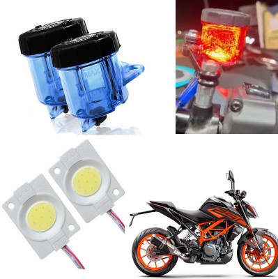 Muttfy Universal Motorcycle Oil Reservoir Tank Cup | LED Light Brake Fluid Tank (Blue) Oil Filler Cap