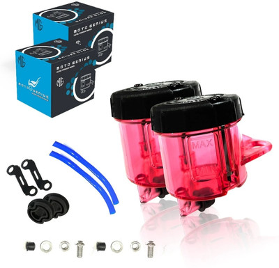 Moto Genius Front Brake Clutch Fluid Bottle Oil Reservoir Tank Cup (RED) 2QTY Oil Filler Cap
