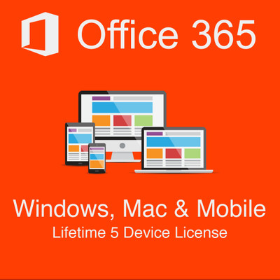 MICROSOFT Office 365 Mac/Windows/ios/ Tablet/Andriod Lifetime 32/64 Bit ( 5 User Account )