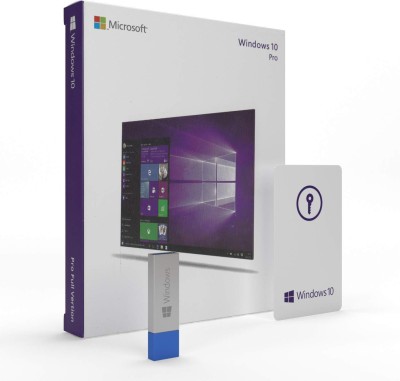 MICROSOFT Windows 10 Professional Box Pack (1 PC, Lifetime) Activation Key Card with USB 3.0 - Full Retail Pack 32/64 BIT