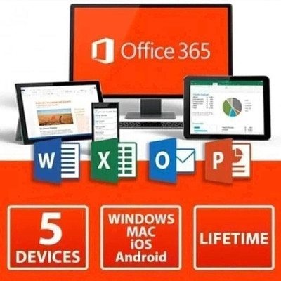MICROSOFT Office 365 Mac/Windows/ios/ Tablet/Andriod (Pro Plus ) 32/64 Bit ( 5 User Account )