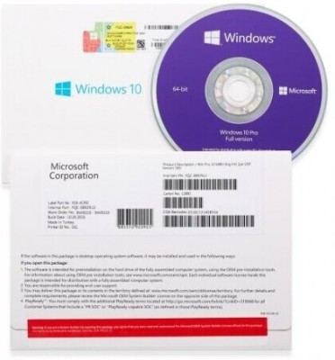 MICROSOFT Windows 10 Pro DVD Pack (1 User, Lifetime Validity) OEM English Version 64/32 Bit