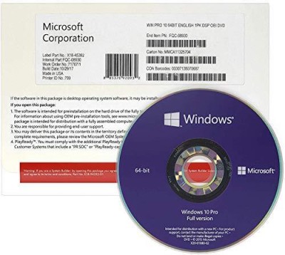 MICROSOFT Windows 10 Professional (1 User, Lifetime Validity) DVD DVD & LICENSE 64 BIT/32 BIT