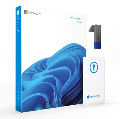 MICROSOFT Windows 11 Home Box FPP New Pack (1 User, Lifetime) Activation Key Card with USB 3.0 - Full Retail Pack 64/32 BIT