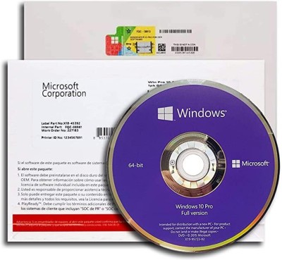 MICROSOFT Windows 10 Professional (1 User, Lifetime Validity) English OEM DVD Pack Latest 64/32 Bit