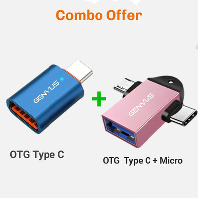 GENVUS Micro USB, USB Type C, USB OTG Adapter(Pack of 2)