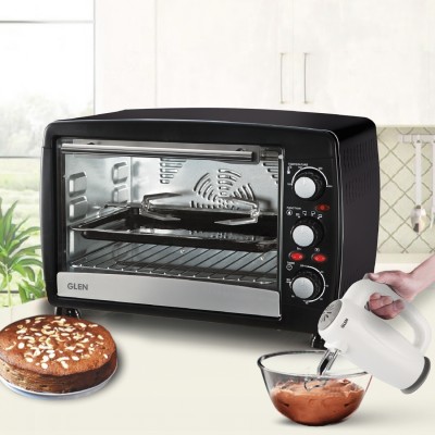 Glen 30-Litre Oven Toaster Grill (OTG)(5030+Hand Mixer 4059 Combo, black)