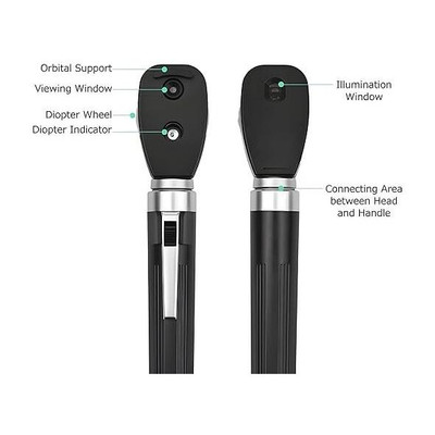 KASHSURG Portable Direct Ophthalmoscope in Convenient Pouch With Two Batteries Otoscope