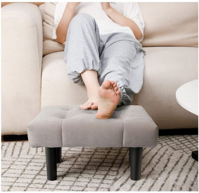 WallWonder Solid Wood Cube Ottoman(Finish Color - Gray, Pre Assembled)