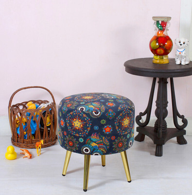 SmartKart Solid Wood Standard Ottoman(Finish Color - Printed-Metal-Owl, Pre Assembled)
