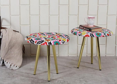 SmartKart Solid Wood Standard Ottoman(Finish Color - Combo Jaipuri-White Flower, Pre Assembled)