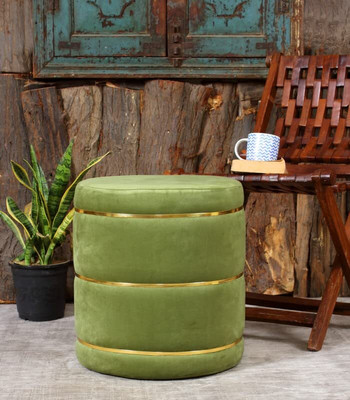 PLATINUMCRAFT Foam Standard Ottoman(Finish Color - Green, Pre Assembled)