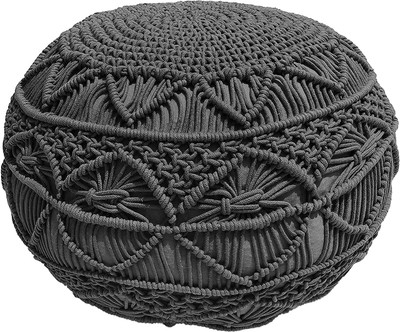 The Home Talk Fabric Pouf(Finish Color - Dark Grey, Pre Assembled)