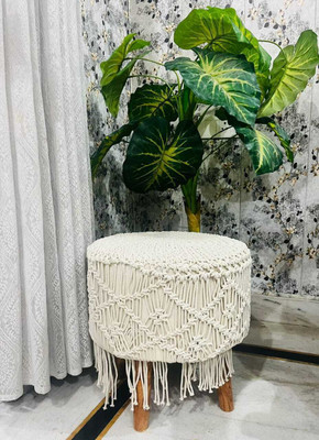 Dhritihandloom Solid Wood Standard Ottoman(Finish Color - OFF-WHITE, Pre Assembled)