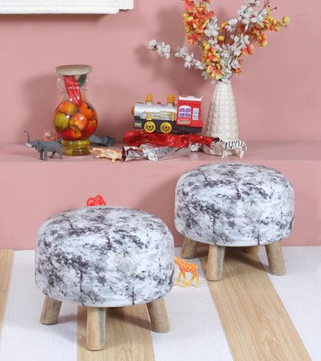 ShadowKart Solid Wood Standard Ottoman(Finish Color - Black Grey, Pre Assembled)