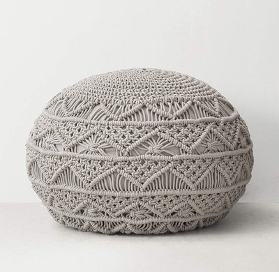 The Home Talk Fabric Pouf(Finish Color - Light Grey, Pre Assembled)