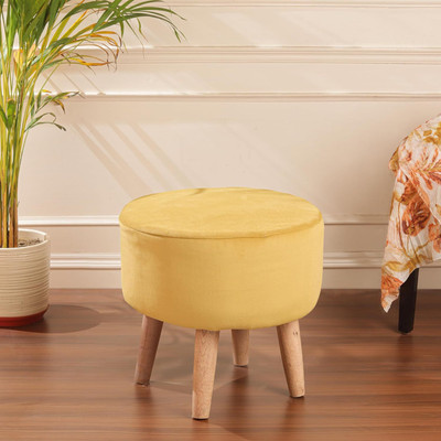 Ess Ess Wood Traders Fabric Standard Ottoman(Finish Color - Yellow, Pre Assembled)