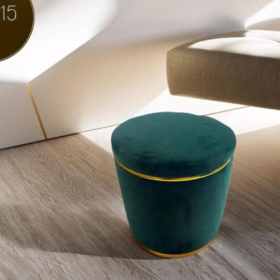 PLATINUMCRAFT Solid Wood Standard Ottoman(Finish Color - Green, Pre Assembled)