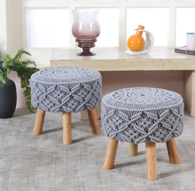 ShadowKart Foam Pouf(Finish Color - Combo Light Grey, Pre Assembled)
