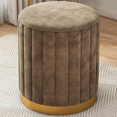 ImperialCrafts Fabric Pouf(Finish Color - Brown, Pre Assembled)