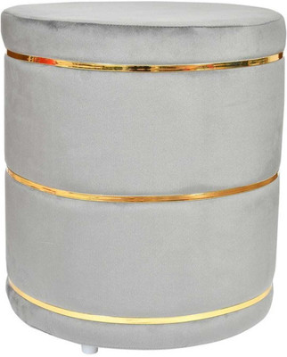 wooden luxury Foam Pouf(Finish Color - Grey, Pre Assembled)