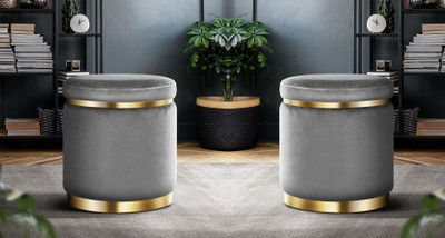 Rug And Furn Foam Pouf(Finish Color - GREY COLOR (COMBO SET OF 2 PIECES), Pre Assembled)