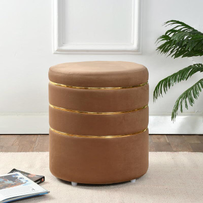 PLATINUMCRAFT Solid Wood Standard Ottoman(Finish Color - Coffee, Pre Assembled)