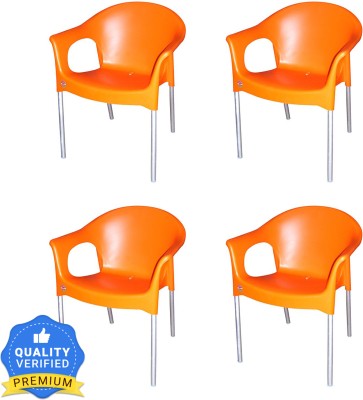 cello Plastic Cafeteria Chair(Orange, Set of 4, Pre-assembled)