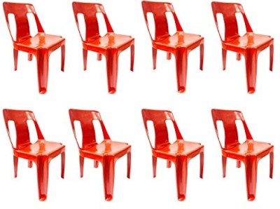 APPLE FURNITURE Plastic Outdoor Living Room Chair without Arm Gloss Finish Chair Plastic Outdoor Chair(red, Pre-assembled)