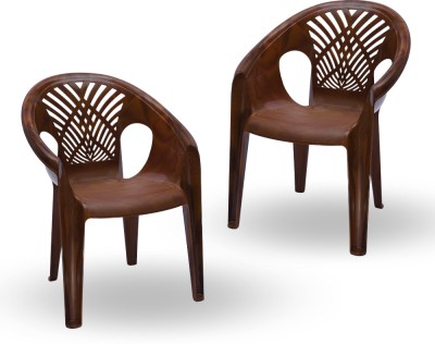 ITALICA 9039 Decorative Relaxing Plastic Chairs/Plastic Chair for Home/Sofa Chair/ Plastic Outdoor Chair(Mango Wood, Set of 2, Pre-assembled)