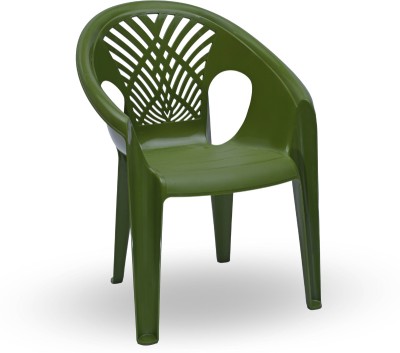 ITALICA 9039 Decorative Relaxing Plastic Chairs/Plastic Chair for Home/Sofa Chair/ Plastic Outdoor Chair(Olive Green, Pre-assembled)
