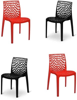 SOMRAJ Garden Home Office and Restaurant Designer Web Plastic Living Room Outdoor Chair Plastic Outdoor Chair(RED BLACK COMBO, Pre-assembled)