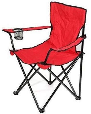 IRIS Heavy Duty Folding Armrest Chair with Comfortable Tilted Back Metal Outdoor Chair(Red, Knock Down)