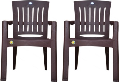 VV NATIONAL Master Brown Plastic Outdoor Chair(Brown, Set of 2, Pre-assembled)