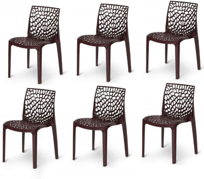 ACTIVA Web Designer Plastic Chair for Home, Cafe|Lightweight & Stackable Seating Chair| Plastic Outdoor Chair(Brown, Set of 6, Pre-assembled)