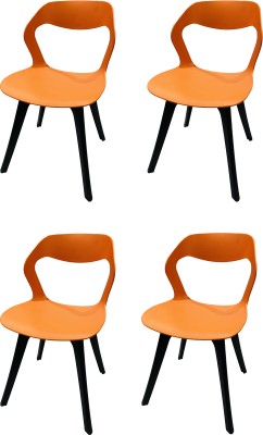 SOMRAJ Cafe/Restaurant/Hotel/Hall/Garden/Dining/Home Living Room Side Chair Plastic Cafeteria Chair(ORANGE, Pre-assembled)