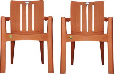 VV NATIONAL Plastic Outdoor Chair(Gold, Set of 2, Pre-assembled)