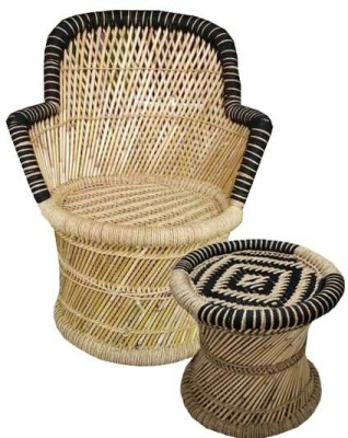 HARISH HANDMAKERS Bamboo Outdoor Chair(BLACK AND BEIGE, Pre-assembled)