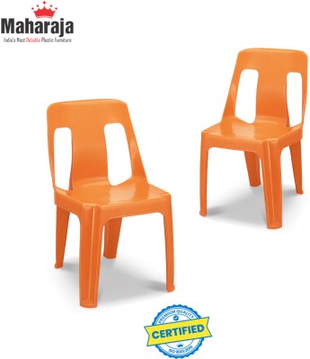 MAHARAJA Bahubali Stylish Heavy Duty | Stackable | Armless | for Garden and cafeteria Plastic Cafeteria Chair(Orange, Set of 2, Pre-assembled)