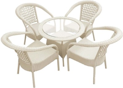 SKYCRAFTED SKYCRAFTED OUTDOOR/BALCONY/GARDEN/TERRACE TABLE CHAIR SET Metal Outdoor Chair(D-8(4+1)OFWHITE, DIY(Do-It-Yourself))