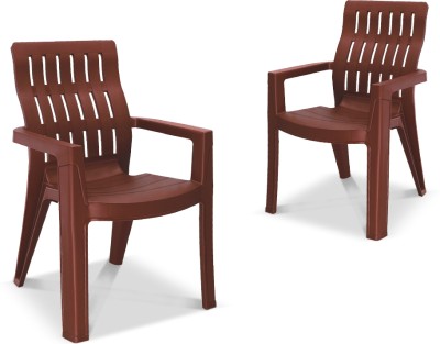 MAHARAJA FORTUNER Matte Glossy Chair for Home & Restaurant Plastic Outdoor Chair(Brown, Set of 2, Pre-assembled)