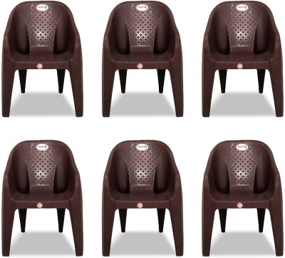 ARLAVYA Mario Model for Home, Garden, Office, Cafeteria Plastic Outdoor Chair(Brown, Set of 6, Pre-assembled)