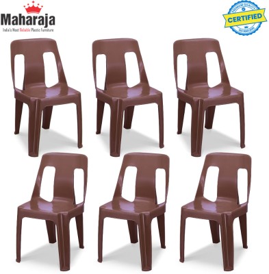 MAHARAJA Bahubali Stylish Heavy Duty | Stackable | Armless | for Garden and cafeteria Plastic Cafeteria Chair(Metallic Brown, Set of 6, Pre-assembled)